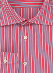 Kiton Red Striped Cotton Shirt - Slim - (KT11302323) - Parent