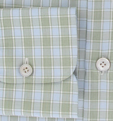 Kiton Light Green Check Cotton Shirt - Slim - (KT9122315) - Parent
