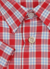 Kiton Red Short Sleeved Cotton Shirt - Slim - (KT06292219) - Parent