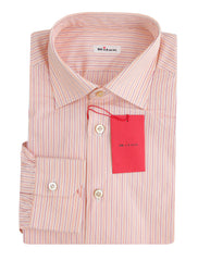 Kiton Orange Striped Cotton Shirt - Slim - (KT12122333) - Parent