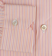 Kiton Orange Striped Cotton Shirt - Slim - (KT12122333) - Parent