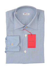 Kiton Blue Micro-Check Cotton Blend Shirt - Slim - (KT772214) - Parent