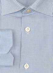 Kiton Blue Micro-Check Cotton Blend Shirt - Slim - (KT772214) - Parent