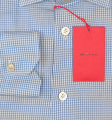 Kiton Blue Micro-Check Cotton Blend Shirt - Slim - (KT772214) - Parent