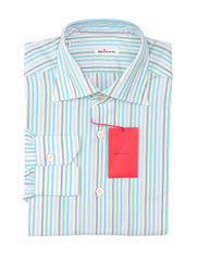 Kiton Light Blue Striped Cotton Shirt - Slim - (KT772210) - Parent