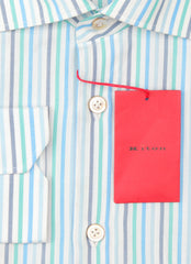 Kiton Light Blue Striped Cotton Shirt - Slim - (KT772210) - Parent