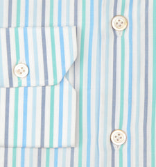 Kiton Light Blue Striped Cotton Shirt - Slim - (KT772210) - Parent