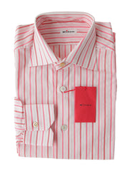 Kiton Pink Striped Cotton Shirt - Slim - 14.5/37 - (KT427228)