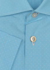 Kiton Light Blue Polka Dot Cotton Shirt - Slim - (KT413237) - Parent