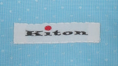 Kiton Light Blue Polka Dot Cotton Shirt - Slim - (KT413237) - Parent