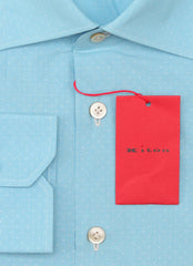 Kiton Light Blue Polka Dot Cotton Shirt - Slim - (KT06292216) - Parent