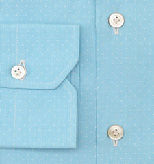 Kiton Light Blue Polka Dot Cotton Shirt - Slim - (KT06292216) - Parent