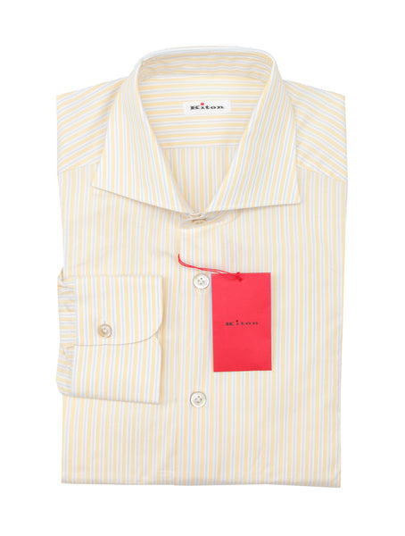 Kiton Yellow Striped Cotton Shirt - Slim - (KT06292215) - Parent