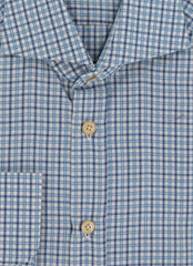 $600 Kiton Blue Plaid Cotton Shirt - Slim - (KT9122611) - Parent