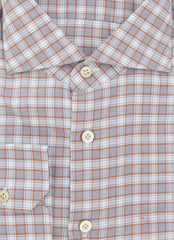 Kiton Orange Plaid Cotton Shirt - Slim - (KT1228238) - Parent