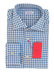 Kiton Blue Plaid Cotton Shirt - Slim - 15.5/39 - (KT1214238)
