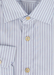 $600 Kiton Light Blue Striped Cotton Shirt - Slim - (KT1114235) - Parent
