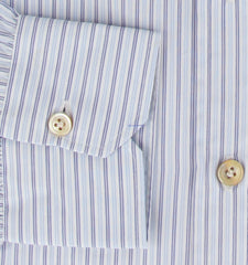 $600 Kiton Light Blue Striped Cotton Shirt - Slim - (KT1114235) - Parent