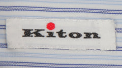$600 Kiton Light Blue Striped Cotton Shirt - Slim - (KT1114235) - Parent