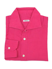 $600 Kiton Pink Solid Cotton Popover Shirt - Slim - 16/41 - (KT9162611)