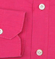 $600 Kiton Pink Solid Cotton Popover Shirt - Slim - (KT9162611) - Parent