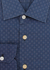$600 Kiton Dark Blue Fancy Cotton Shirt - Slim - (KT912269) - Parent