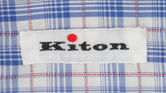 $600 Kiton Blue Plaid Cotton Shirt - Extra Slim - (KT314263) - Parent