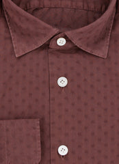 $600 Kiton Brown Fancy Cotton Shirt - Slim - (KT9122616) - Parent