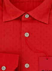 $600 Kiton Red Fancy Cotton Shirt - Slim - (KT9122613) - Parent