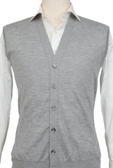 Svevo Parma Gray Cashmere Blend V-Neck Cardigan - (K823231) - Parent