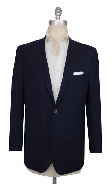 $6195 Kiton Dark Blue Wool Solid Sportcoat - (KT221261) - Parent