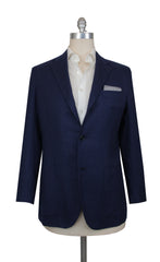 $7800 Kiton Blue Cashmere Blend Solid Sportcoat - 42/52 - (KT57251)