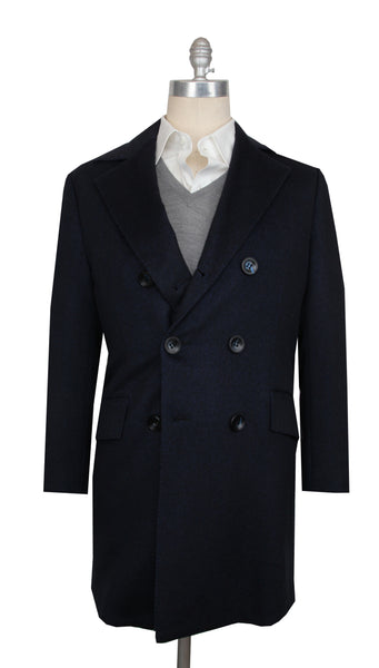 $17500 Kiton Dark Blue Cashmere Blend Solid Coat - (KT422264) - Parent