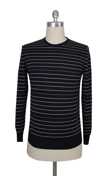 $1395 Kiton Dark Blue Cotton Blend Crewneck Sweater - (KT124261) - Parent
