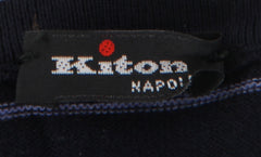 $1395 Kiton Dark Blue Cotton Blend Crewneck Sweater - (KT124261) - Parent