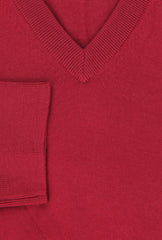 Kiton Red Wool V-Neck Sweater - (KT126222) - Parent