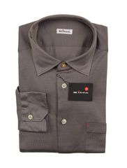 Kiton Dark Gray Solid Cotton Shirt - Slim - 16/41 - (KT118226)