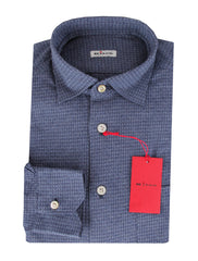 Kiton Blue Fancy Cotton Shirt - Slim - 15.5/39 - (KT1114233)