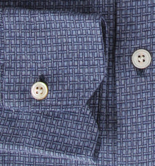 $600 Kiton Blue Fancy Cotton Shirt - Slim - (KT1114233) - Parent