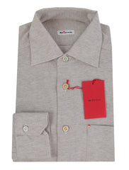 $600 Kiton Light Brown Solid Cotton Shirt - Slim - (KT1114232) - Parent