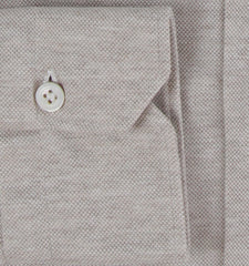 $600 Kiton Light Brown Solid Cotton Shirt - Slim - (KT1114232) - Parent