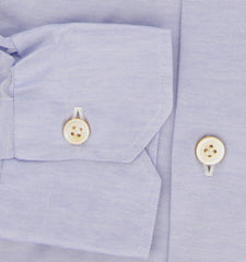 Kiton Light Blue Solid Cotton Shirt - Slim - (KT1228231) - Parent