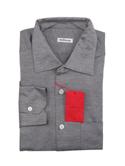 Kiton Gray Solid Cotton Shirt - Slim - 15.75/40 - (KT1210222)