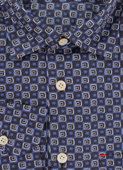 $600 Kiton Dark Blue Fancy Cotton Shirt - Slim - (KT9122615) - Parent