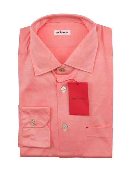 Kiton Orange Solid Cotton Shirt - Slim - (KT118228) - Parent