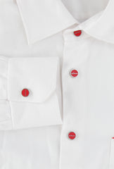 $800 Kiton White Solid Cotton Blend Shirt - Slim - (KT912261) - Parent