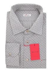 $600 Kiton Light Gray Polka Dot Cotton Shirt - Slim - (KT916266) - Parent