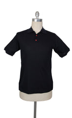 $995 Kiton Midnight Navy Blue Solid Cotton Polo - Large/52 - (KT726255)
