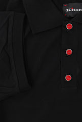 $995 Kiton Midnight Navy Blue Solid Cotton Polo - (KT726255) - Parent