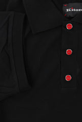 $995 Kiton Midnight Navy Blue Solid Cotton Polo - (KT726255) - Parent